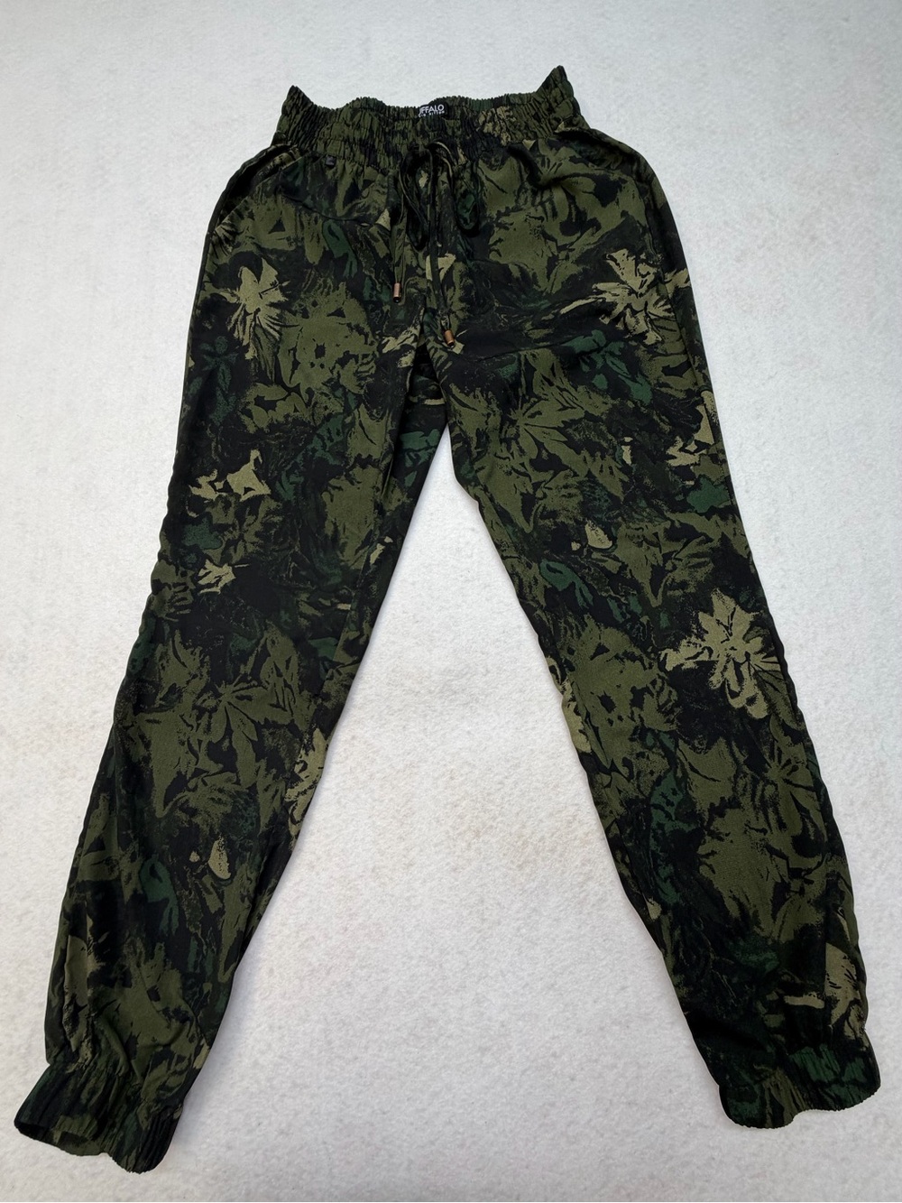Buffalo David Bitton Green & Black Floral Print Track Pants